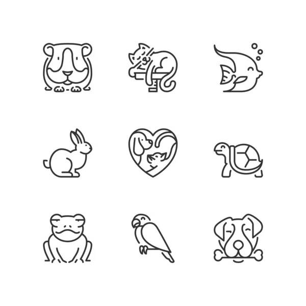 Esboza iconos. Adorables mascotas — Vector de stock