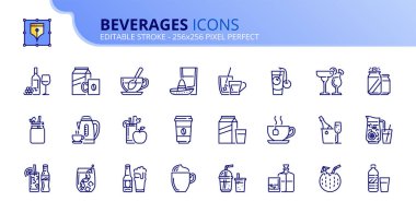 Simple set of outline icons about beverages clipart