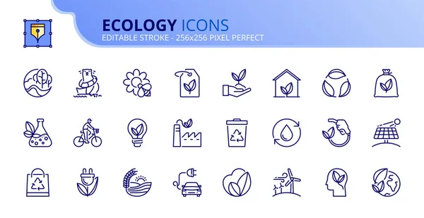 Semplice serie di icone di contorno sull'ecologia — Vettoriale Stock