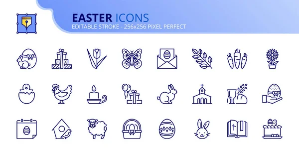 Conjunto simple de iconos de contorno sobre Pascua — Archivo Imágenes Vectoriales