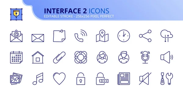 Conjunto simple de iconos de contorno sobre la interfaz 2 — Archivo Imágenes Vectoriales