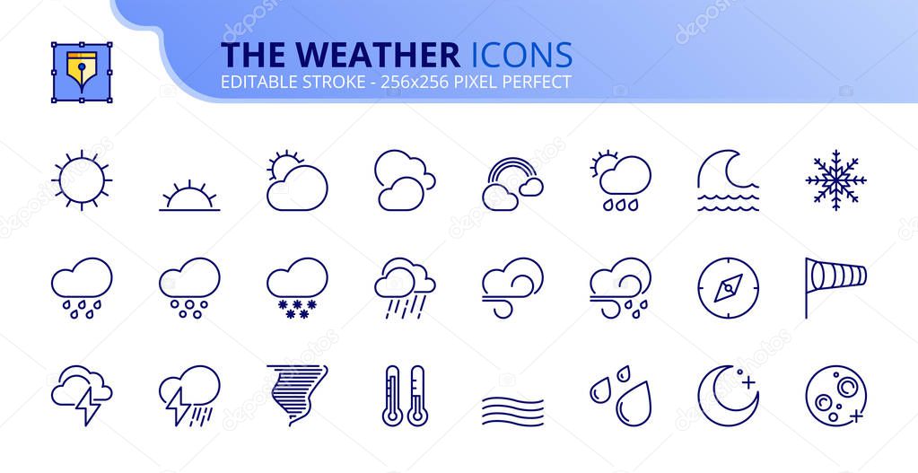 Simple set of outline icons about the weather