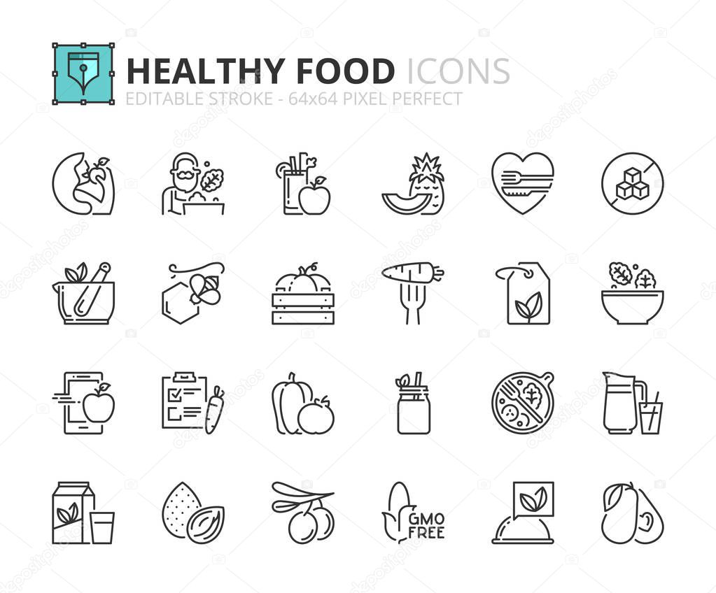 Outline icons about healthy food