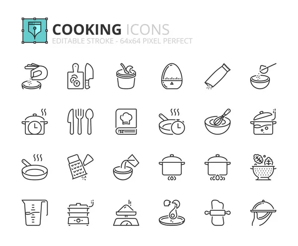 Ícones do esboço sobre cozinhar — Vetor de Stock
