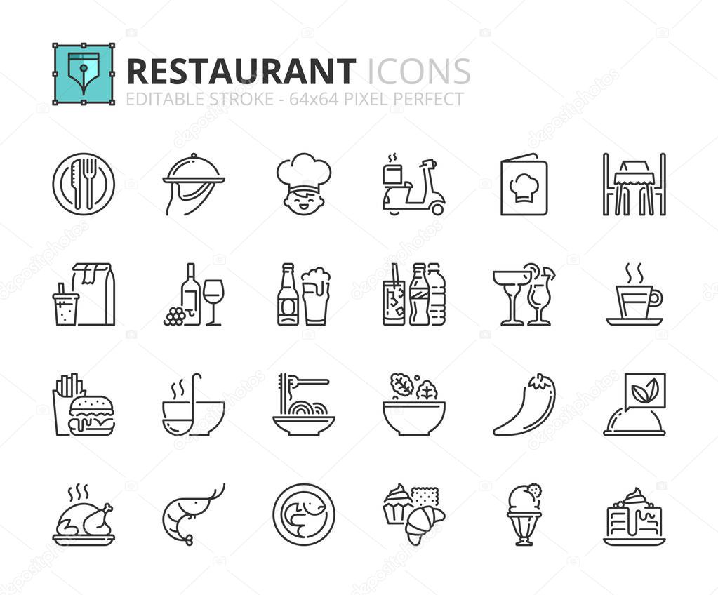 Outline icons about restaurant
