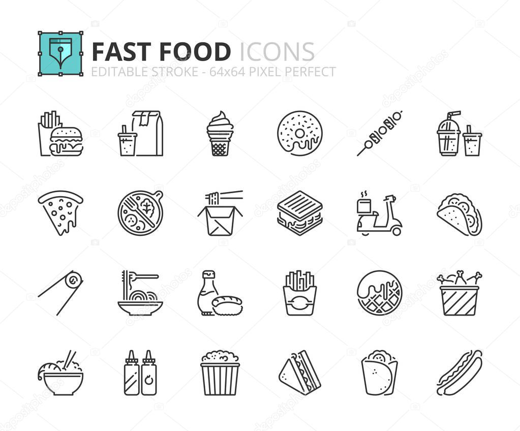 Outline icons about fast food