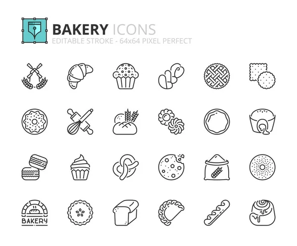 Outline icons about bakery products — 스톡 벡터