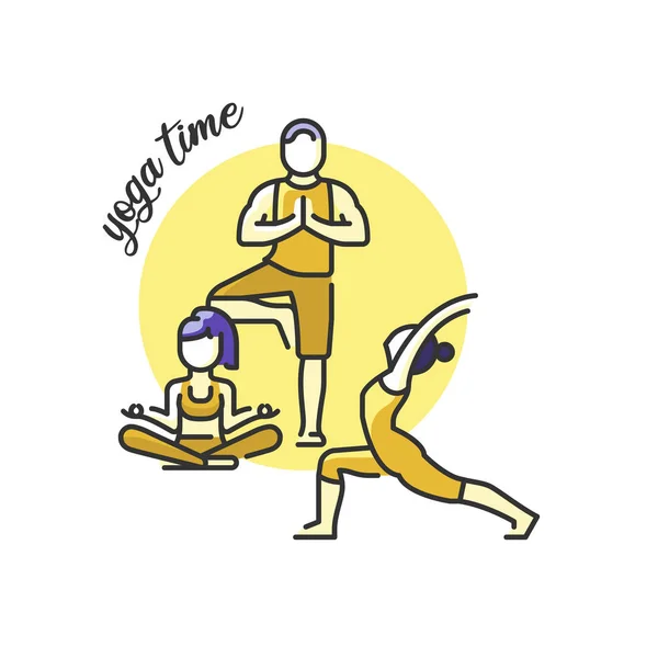 Yoga y meditación: Tiempo de yoga — Archivo Imágenes Vectoriales