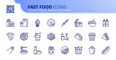 Fast food hakkında basit taslak simgeleri