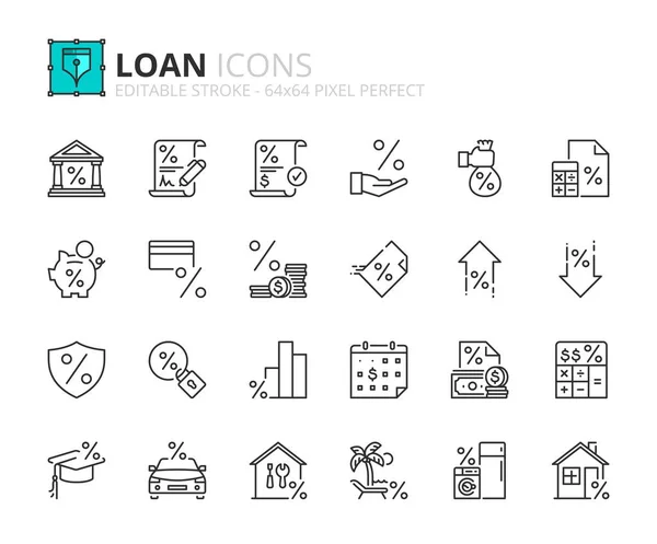 Décrivez Des Icônes Sur Prêt Produits Bancaires Contient Des Icônes — Image vectorielle