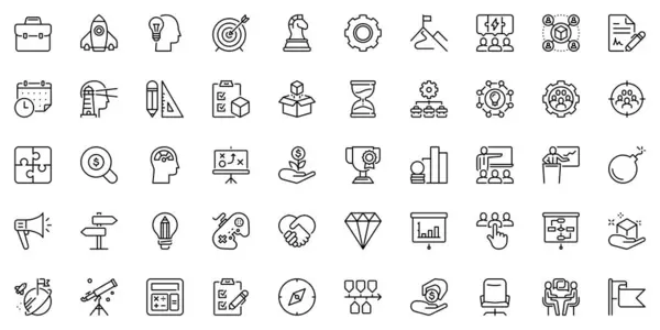 Icônes Ligne Sur Les Affaires Comme Développement Idée Stratégie Marketing Vecteurs De Stock Libres De Droits