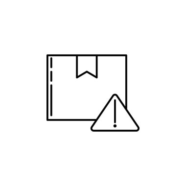 Uyarı parsel. İşaret ve sembolleri kullanılabilir web, logo, mobil uygulaması, kullanıcı arabirimi, beyaz arka plan üzerinde Ux için