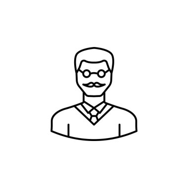 Avatar Profesörü taslak ikonu. İşaretler ve semboller beyaz arkaplanda web logosu mobil uygulaması UI UX için kullanılabilir