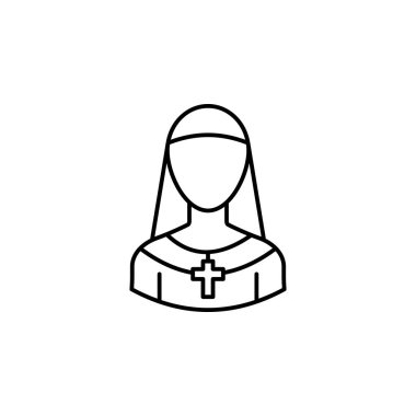 Avatar rahibe taslak ikonu. İşaretler ve semboller beyaz arkaplanda web logosu mobil uygulaması UI UX için kullanılabilir