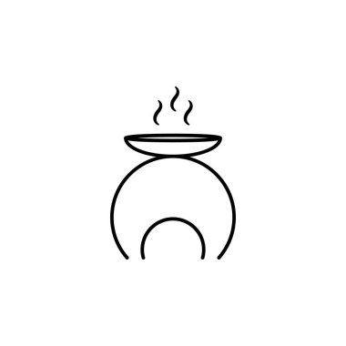 Aromaterapi aracı, mum ısıtma yağ taslak ikonu. İşaretler ve semboller beyaz arkaplanda ağ, logo, mobil uygulama, UI, UX için kullanılabilir