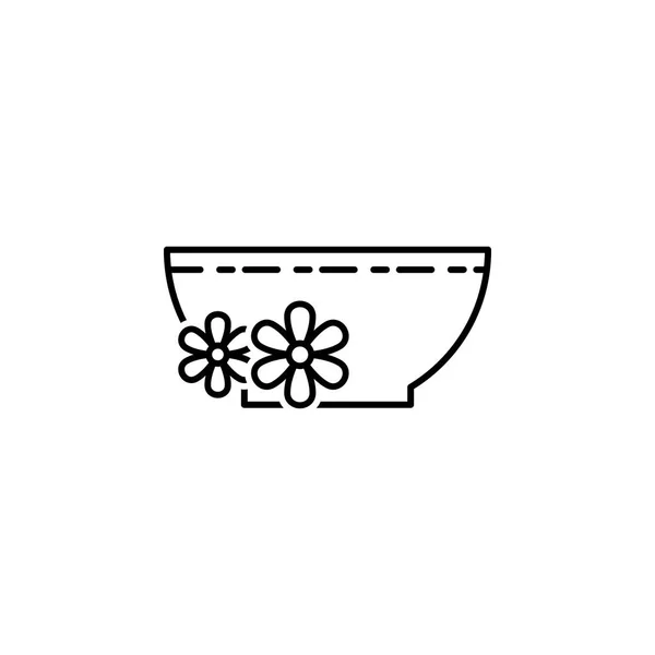 Цветы Плавающие Жидкости Внутри Контура Чаши Значок Знаки Символы Могут — стоковый вектор