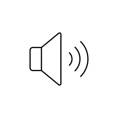 ses, ses anahat simgesi. İşaret ve sembolleri kullanılabilir web, logo, mobil uygulaması, kullanıcı arabirimi, beyaz arka plan üzerinde Ux için