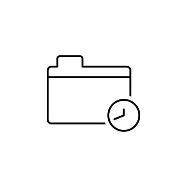 dosya güncel değil zaman klasör anahat simgesi. İşaret ve sembolleri kullanılabilir web, logo, mobil uygulaması, kullanıcı arabirimi, beyaz arka plan üzerinde Ux için