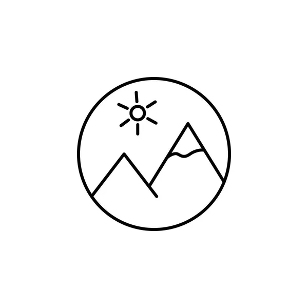 Εικόνα Μέσα Βουνά Περίγραμμα Εικονίδιο Σημάδια Και Σύμβολα Μπορούν Χρησιμοποιηθούν — Διανυσματικό Αρχείο