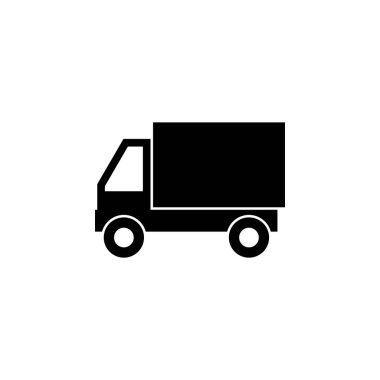 Teslimat kamyon araç simgesi. İşaret ve sembolleri kullanılabilir web, logo, mobil uygulaması, kullanıcı arabirimi, beyaz arka plan üzerinde Ux için
