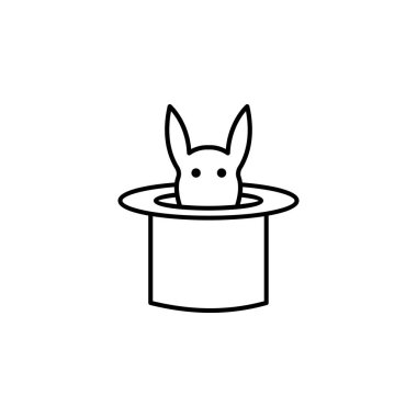 sihirli şapka ile hayvan anahat simgesi. İşaret ve sembolleri kullanılabilir web, logo, mobil uygulaması, kullanıcı arabirimi, beyaz arka plan üzerinde Ux için