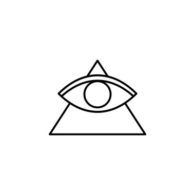 sihirli üçgen ve göz anahat simgesini. İşaret ve sembolleri kullanılabilir web, logo, mobil uygulaması, kullanıcı arabirimi, beyaz arka plan üzerinde Ux için