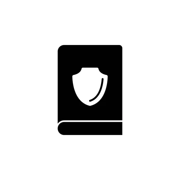 Libro manual en el icono del escudo. Los signos y símbolos se pueden utilizar para la web, logotipo, aplicación móvil, interfaz de usuario, UX — Vector de stock