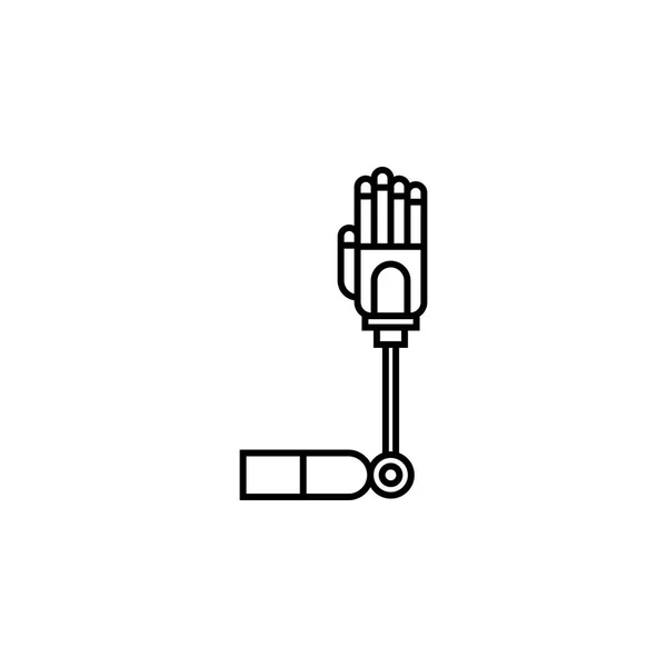 Icono del contorno del brazo de robótica. Los signos y símbolos se pueden utilizar para la web, logotipo, aplicación móvil, interfaz de usuario, UX — Vector de stock