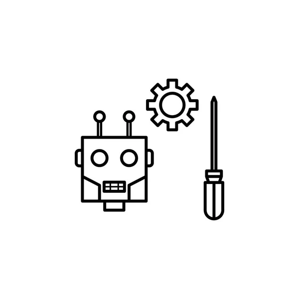 Robot bakım anahat simgesi. İşaret ve sembolleri kullanılan web, logo, mobil uygulaması, kullanıcı arabirimi, Ux için — Stok Vektör