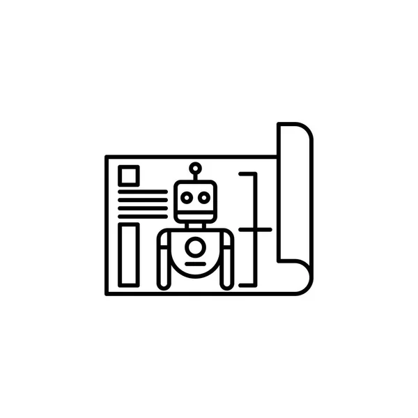 Robotik planı anahat simgesi. İşaret ve sembolleri kullanılan web, logo, mobil uygulaması, kullanıcı arabirimi, Ux için — Stok Vektör