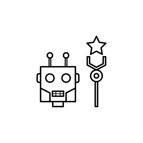 Robótica icono contorno robot. Los signos y símbolos se pueden utilizar para la web, logotipo, aplicación móvil, interfaz de usuario, UX — Vector de stock