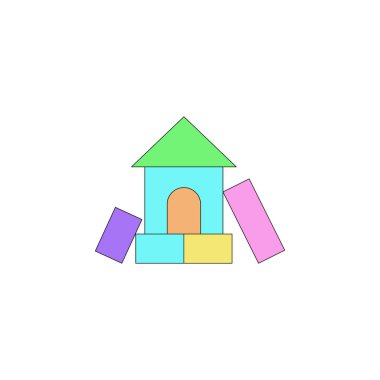 çizgi film lego ev oyuncak renkli simge. İşaret ve sembolleri kullanılan web, logo, mobil uygulaması, kullanıcı arabirimi, Ux için