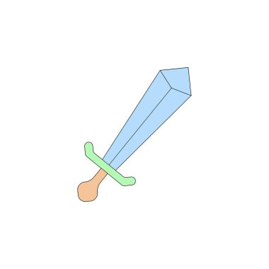 çizgi film kılıç oyuncak renkli simge. İşaret ve sembolleri kullanılan web, logo, mobil uygulaması, kullanıcı arabirimi, Ux için