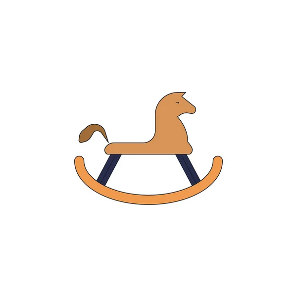 Dessin animé à bascule cheval jouet icône de couleur. Signes et symboles peuvent être utilisés pour le web, logo, application mobile, UI, UX — Image vectorielle