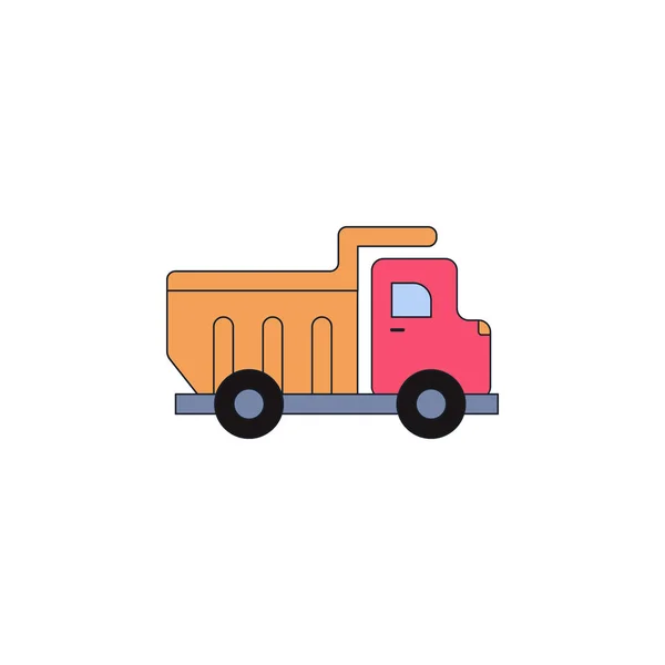 Ikon mainan truk kartun berwarna. Tanda dan simbol dapat digunakan untuk web, logo, aplikasi mobile, UI, UX - Stok Vektor
