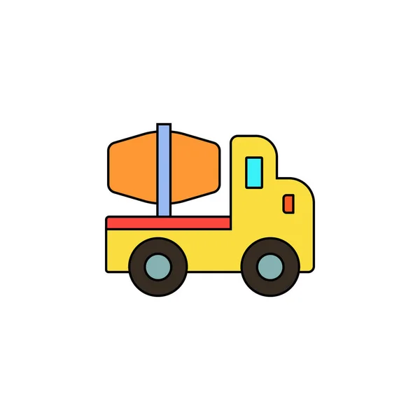 Juguete de camión de dibujos animados icono de color. Los signos y símbolos se pueden utilizar para la web, logotipo, aplicación móvil, interfaz de usuario, UX — Vector de stock