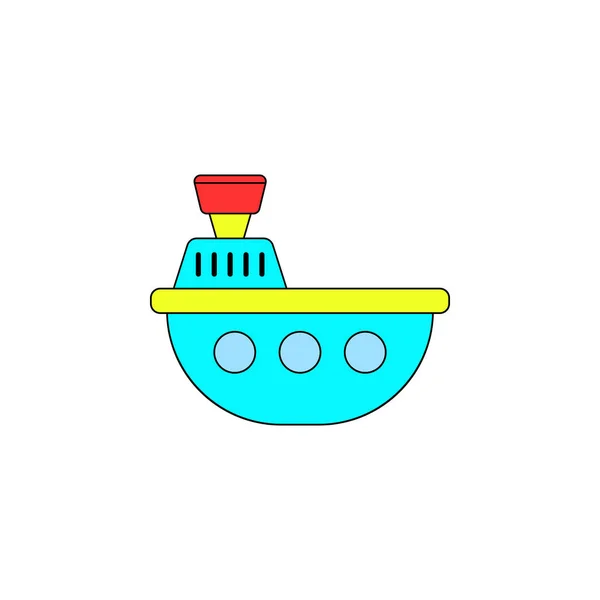 Cartone animato barca bagno giocattolo icona colorata. Segni e simboli possono essere utilizzati per il web, logo, app mobile, UI, UX — Vettoriale Stock