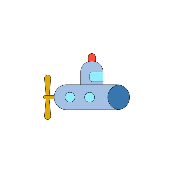 Desenho animado ícone de brinquedo submarino colorido. Sinais e símbolos podem ser usados para web, logotipo, aplicativo móvel, UI, UX — Vetor de Stock