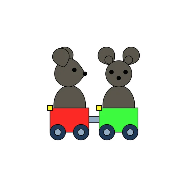 cartoon mouse train toy colored icon. Signs and symbols can be used for web, logo, mobile app, UI, UX