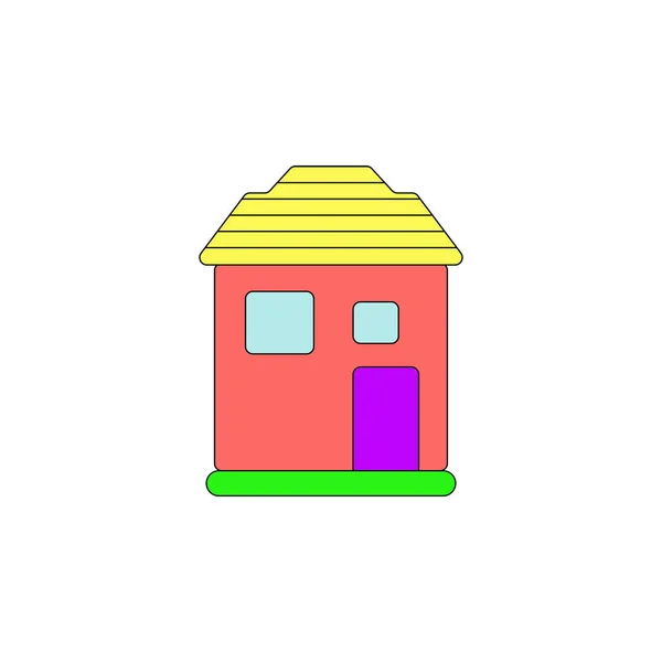 Dibujos animados casa juguete icono de color. Los signos y símbolos se pueden utilizar para la web, logotipo, aplicación móvil, interfaz de usuario, UX — Vector de stock