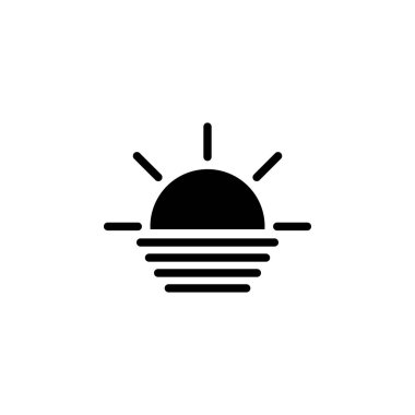 plaj gün batımı simgesi. Hava illüstrasyon unsuru. İşaret ve sembolleri kullanılan web, logo, mobil uygulaması, kullanıcı arabirimi, Ux için