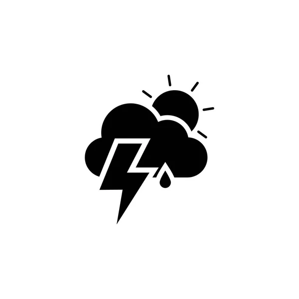 Iluminación de nubes de lluvia e icono del sol. Elemento de ilustración meteorológica. Los signos y símbolos se pueden utilizar para la web, logotipo, aplicación móvil, interfaz de usuario, UX — Vector de stock
