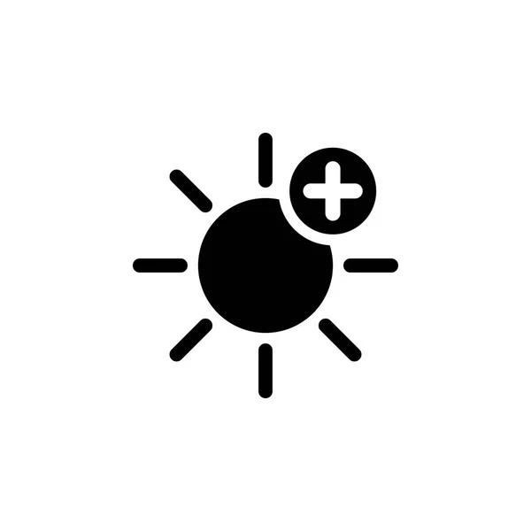 Солнце и плюс икона. Элемент погодной иллюстрации. Знаки и символы могут быть использованы для веб, логотип, мобильное приложение, пользовательский интерфейс, UX — стоковый вектор