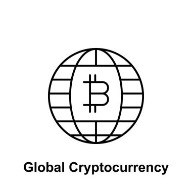 bitcoin küresel anahat simgesi. Öğe bitcoin illüstrasyon simgeler. İşaret ve sembolleri kullanılan web, logo, mobil uygulaması, kullanıcı arabirimi, Ux için