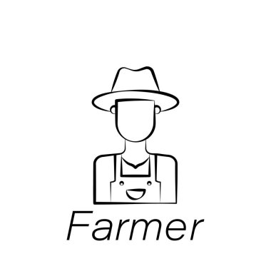 çiftçi el çizmek simgesi. Tarım illüstrasyon simgeleri unsuru. İşaretler ve semboller Web, logo, mobil uygulama, ui, UX için kullanılabilir