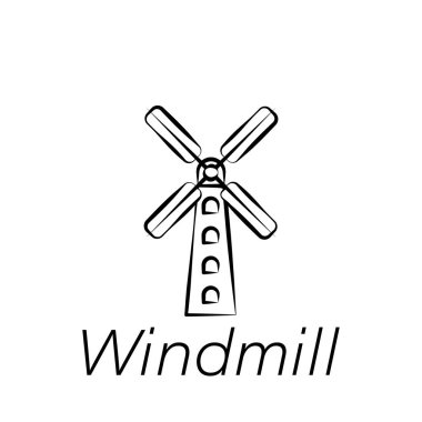 yel değirmeni el çizmek simgesi. Tarım illüstrasyon simgeleri unsuru. İşaretler ve semboller Web, logo, mobil uygulama, ui, UX için kullanılabilir