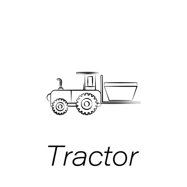 ไอคอนวาดด้วยมือของรถแทรกเตอร์ องค์ประกอบของไอคอนภาพประกอบการเกษตร สัญลักษณ์และสัญลักษณ์สามารถใช้สําหรับเว็บ โลโก้ แอพมือถือ UI UX — ภาพเวกเตอร์สต็อก