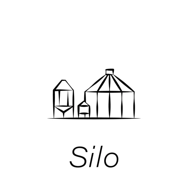 Silo-ikonen för hand dragning. Element av jordbruk illustration ikoner. Skyltar och symboler kan användas för webb, logo typ, mobilapp, UI, UX — Stock vektor