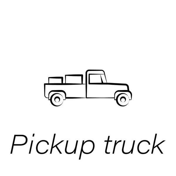 Pickup Truck Hand zeichnen Symbol. Element der landwirtschaftlichen Illustrationssymbole. Zeichen und Symbole können für Web, Logo, mobile App, ui, ux verwendet werden — Stockvektor