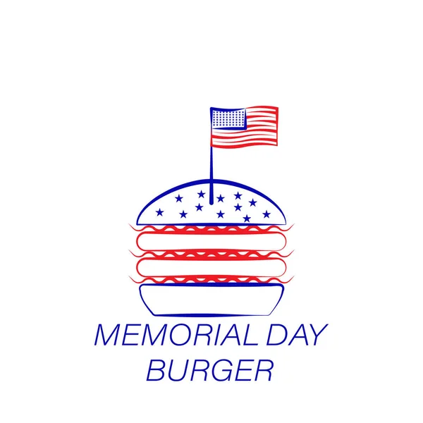 Memorial día hamburguesa icono de color. Elemento del icono de ilustración del día conmemorativo. Los signos y símbolos se pueden utilizar para la web, logotipo, aplicación móvil, interfaz de usuario, UX — Vector de stock